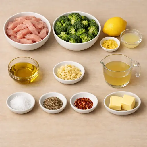 Ingredients for Zesty Lemon Chicken and Broccoli