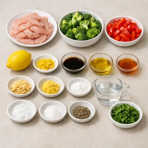 Ingredients for Zesty Lemon Chicken and Broccoli Stir-Fry