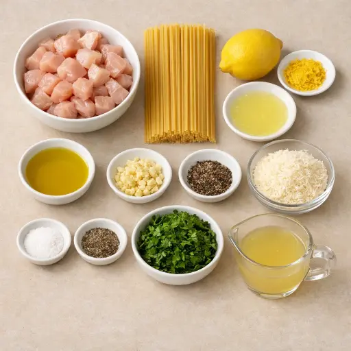 Ingredients for Zesty Lemon Chicken Pasta