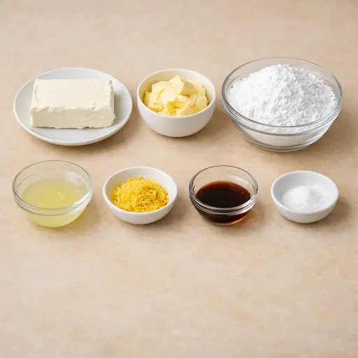 Ingredients for Zesty Lemon Cream Cheese Frosting