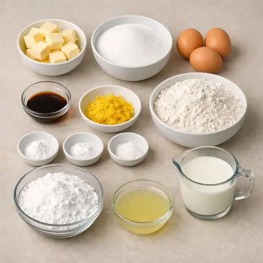 Ingredients for Zesty Lemon Delight Cake