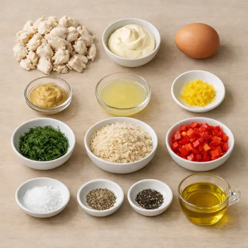 Ingredients for Zesty Lemon-Dill Crab Cakes