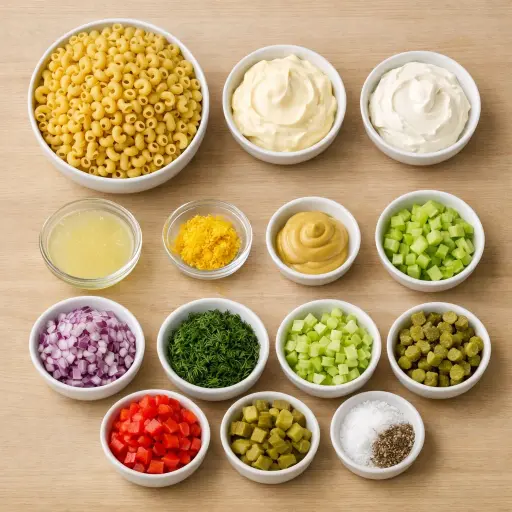 Ingredients for Zesty Lemon-Dill Macaroni Salad