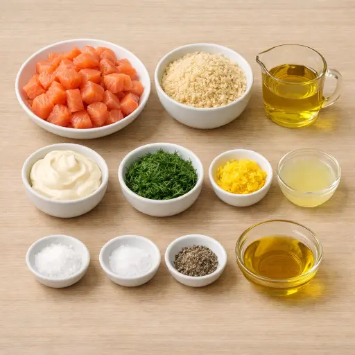 Ingredients for Zesty Lemon-Dill Salmon Patties