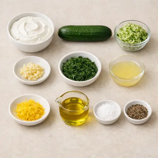 Ingredients for Zesty Lemon-Dill Tzatziki Sauce