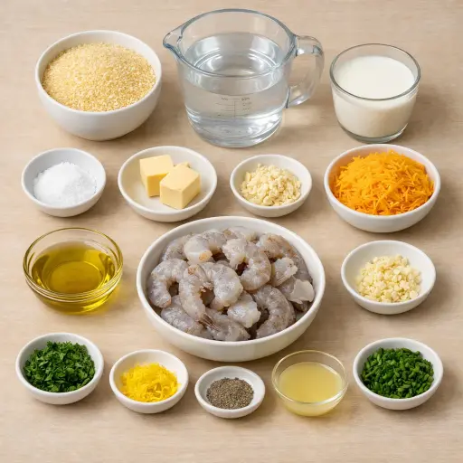 Ingredients for Zesty Lemon Garlic Shrimp and Creamy Herb Grits