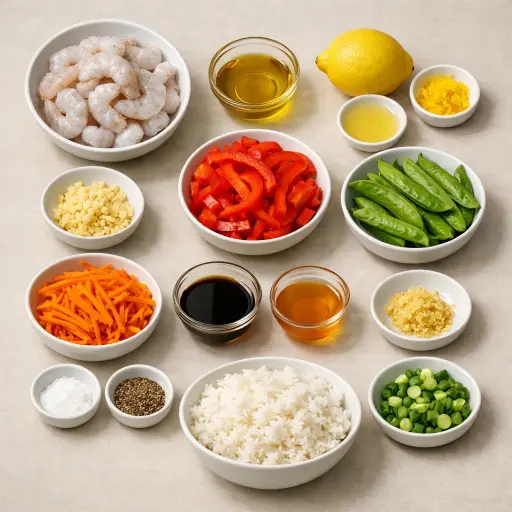 Ingredients for Zesty Lemon Garlic Shrimp Stir Fry