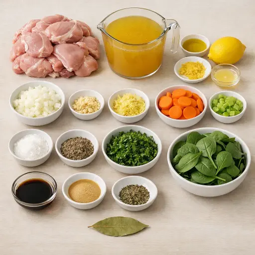Ingredients for Zesty Lemon Ginger Chicken Soup