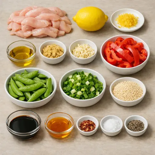 Ingredients for Zesty Lemon Ginger Stir-Fry