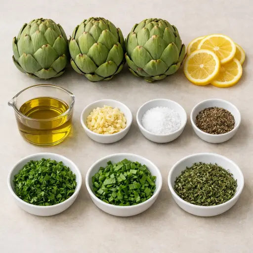 Ingredients for Zesty Lemon Herb Artichokes