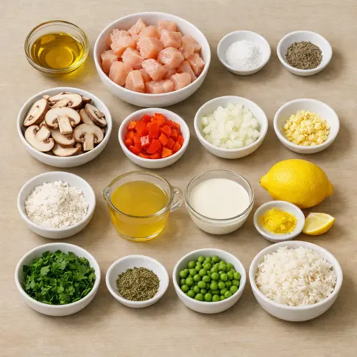 Ingredients for Zesty Lemon Herb Chicken A La King