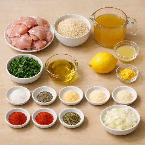 Ingredients for Zesty Lemon Herb Chicken and Rice