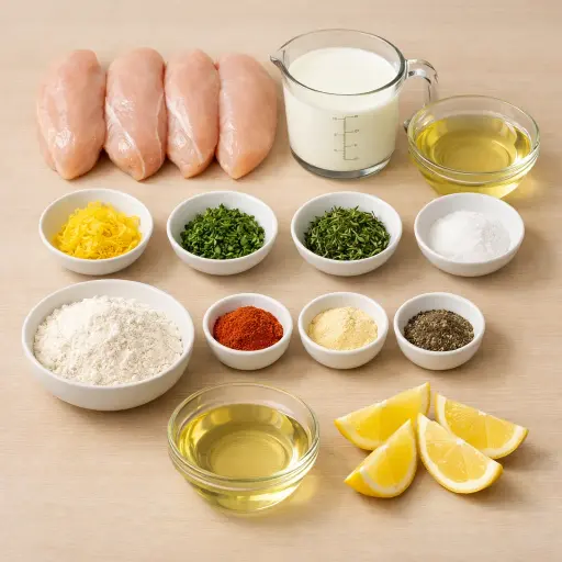 Ingredients for Zesty Lemon Herb Chicken Fried Chicken