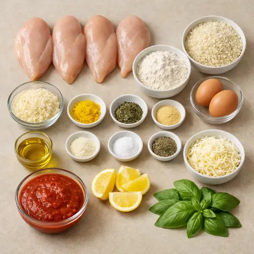 Ingredients for Zesty Lemon Herb Chicken Parmesan