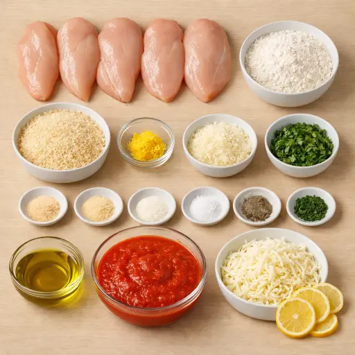 Ingredients for Zesty Lemon Herb Chicken Parmigiana