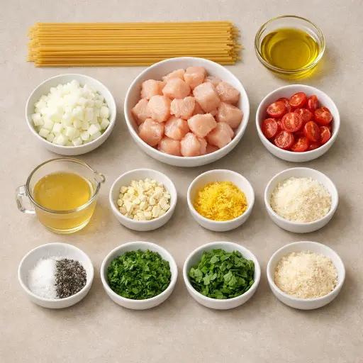 Ingredients for Zesty Lemon Herb Chicken Spaghetti