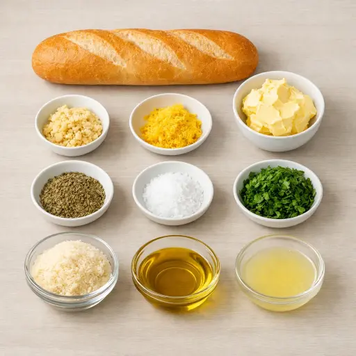 Ingredients for Zesty Lemon Herb Garlic Bread