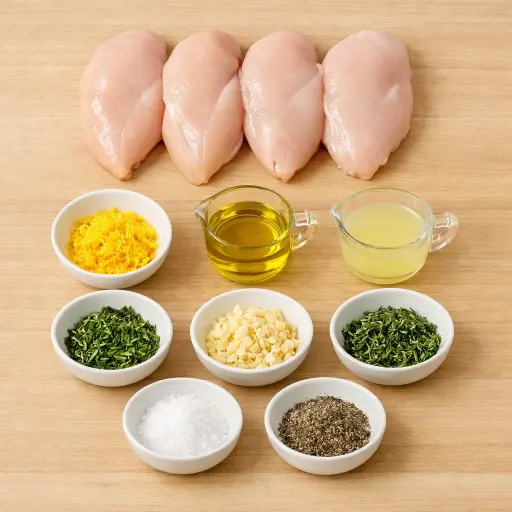 Ingredients for Zesty Lemon Herb Grilled Chicken