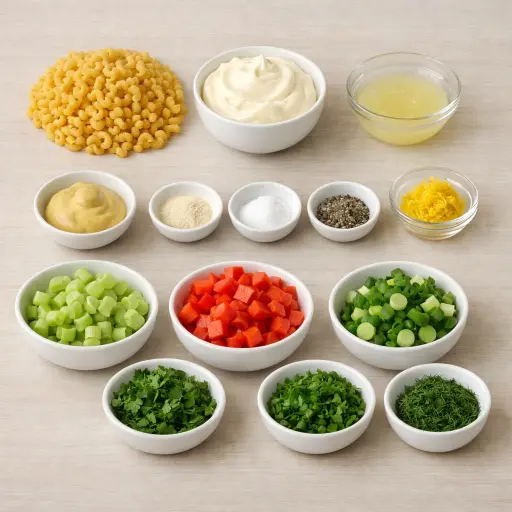 Ingredients for Zesty Lemon-Herb Macaroni Salad