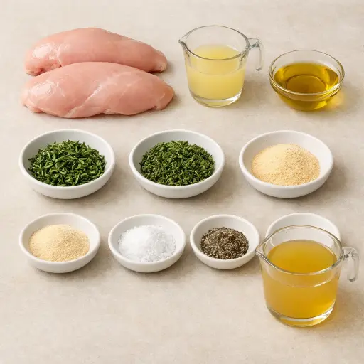 Ingredients for Zesty Lemon Herb Shredded Chicken