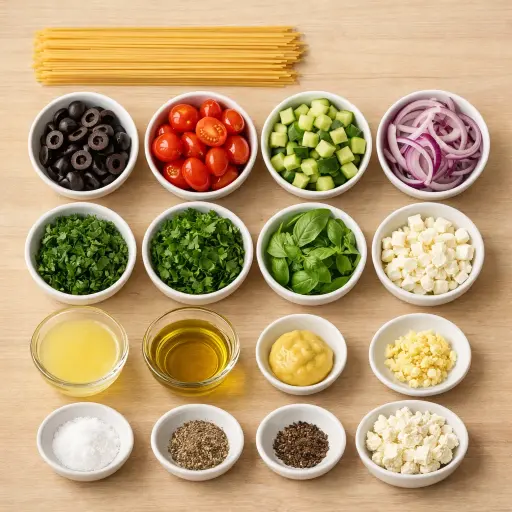 Ingredients for Zesty Lemon Herb Spaghetti Salad