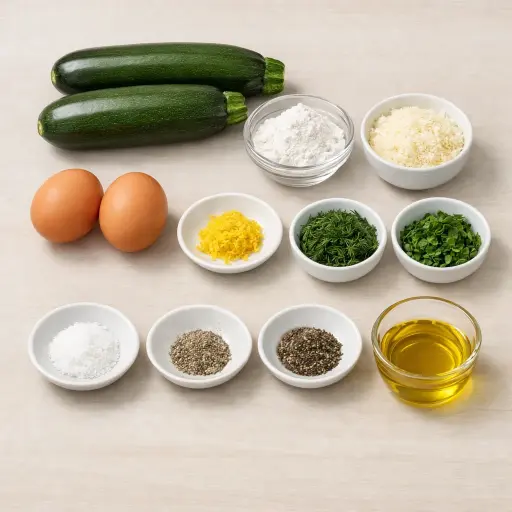 Ingredients for Zesty Lemon Herb Zucchini Fritters