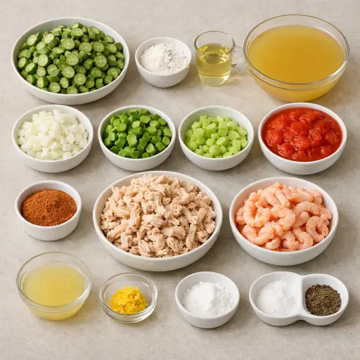 Ingredients for Zesty Lemon Okra Gumbo