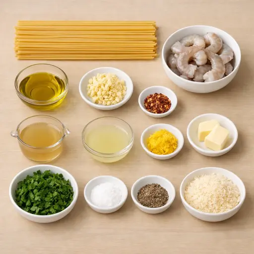 Ingredients for Zesty Lemon Shrimp Scampi Pasta