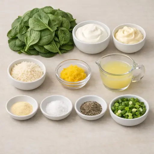 Ingredients for Zesty Lemon Spinach Dip