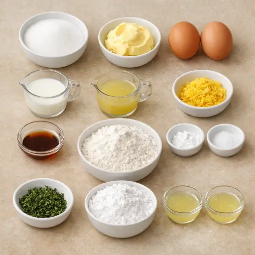 Ingredients for Zesty Lemon Thyme Cake