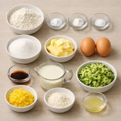 Ingredients for Zesty Lemon Zucchini Loaf