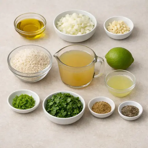 Ingredients for Zesty Lime and Cilantro Mexican Rice