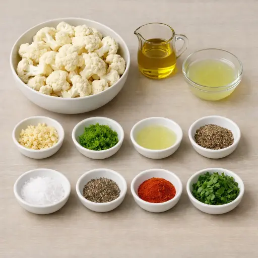 Ingredients for Zesty Lime and Garlic Roasted Cauliflower