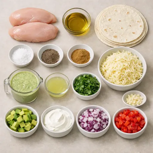 Ingredients for Zesty Lime Chicken Enchiladas