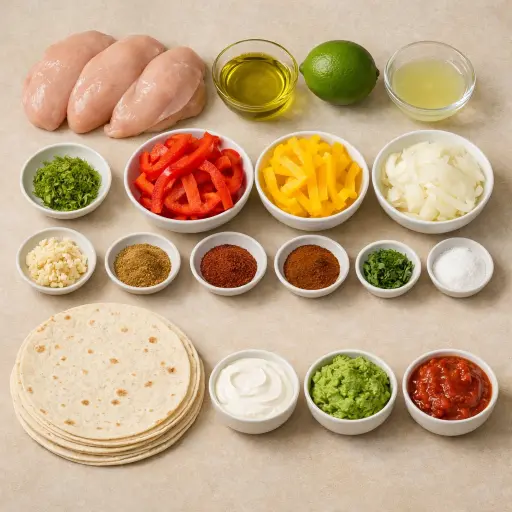 Ingredients for Zesty Lime Chicken Fajitas