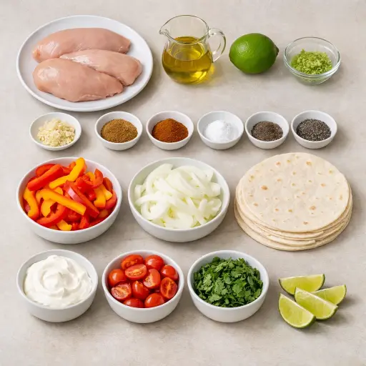 Ingredients for Zesty Lime Chicken Fajitas with Avocado Salsa