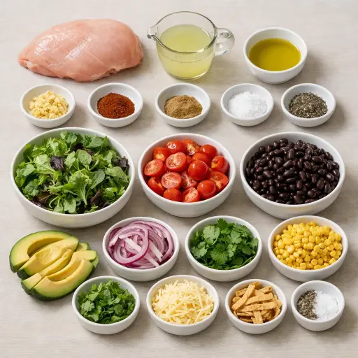Ingredients for Zesty Lime Chicken Taco Salad