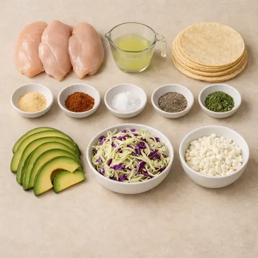 Ingredients for Zesty Lime Chicken Tacos