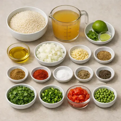 Ingredients for Zesty Lime Cilantro Mexican Rice