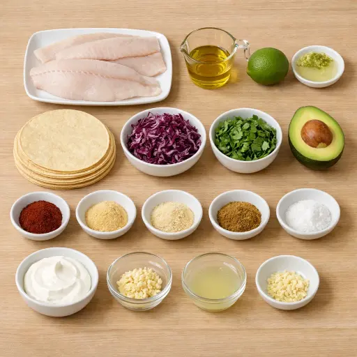 Ingredients for Zesty Lime Fish Tacos