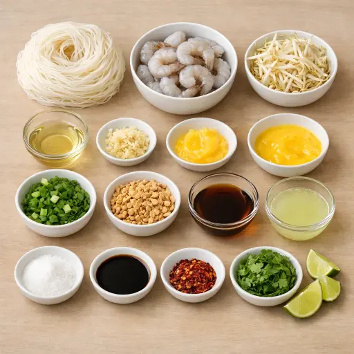 Ingredients for Zesty Lime Pad Thai with Grilled Shrimp