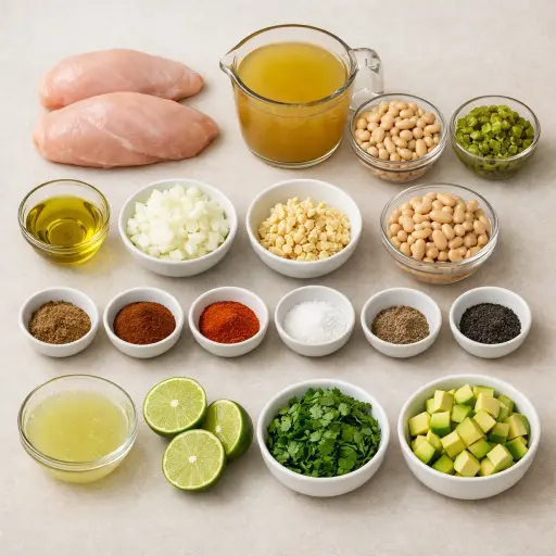 Ingredients for Zesty Lime White Chicken Chili