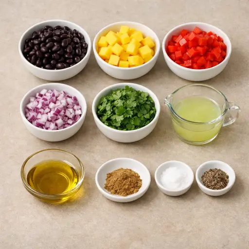 Ingredients for Zesty Mango Black Bean Salsa
