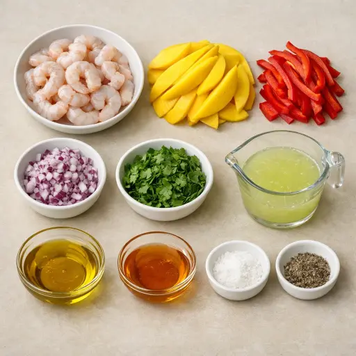 Ingredients for Zesty Mango Shrimp Salad