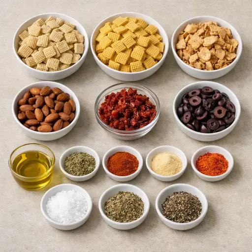 Ingredients for Zesty Mediterranean Chex Mix