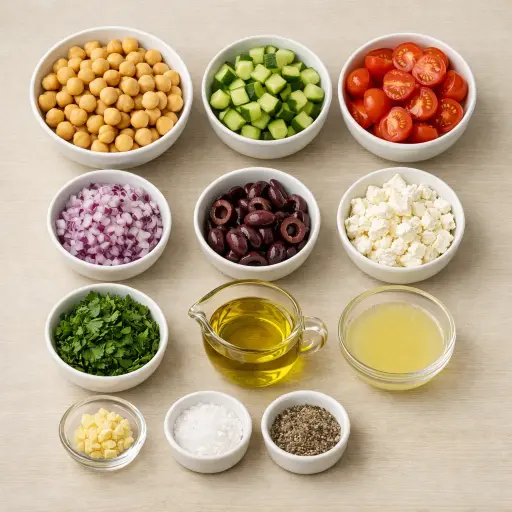 Ingredients for Zesty Mediterranean Chickpea Salad