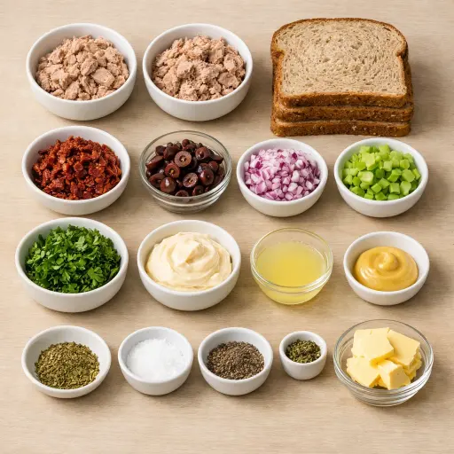 Ingredients for Zesty Mediterranean Tuna Salad Sandwich