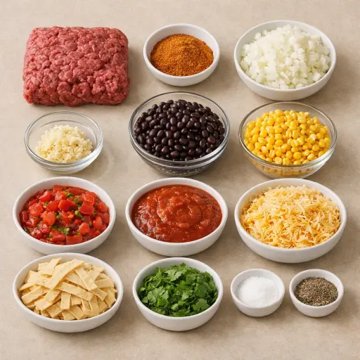 Ingredients for Zesty Mexican Fiesta Casserole