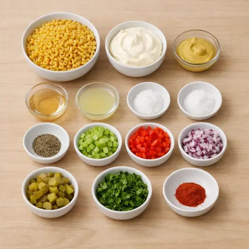 Ingredients for Zesty Old Fashioned Macaroni Salad