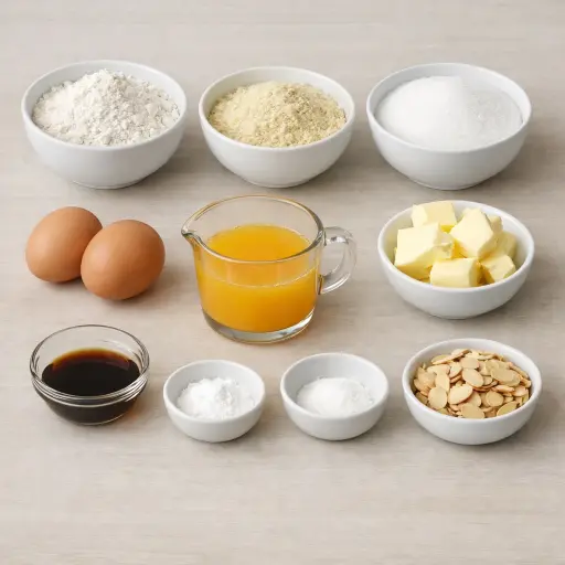 Ingredients for Zesty Orange Almond Cake